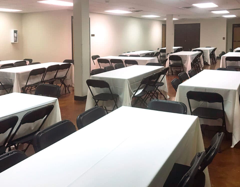 Gorton Center Card Room filled with tables