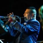 victor garcia playing the trumpet on stage