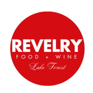 Round Red and White logo for Revelry Food and Wine