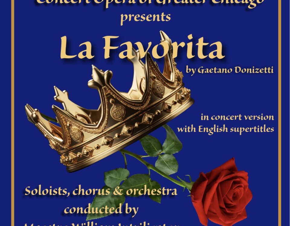 Gold Crown and Red Rose arrangement for La Favorita advertisement