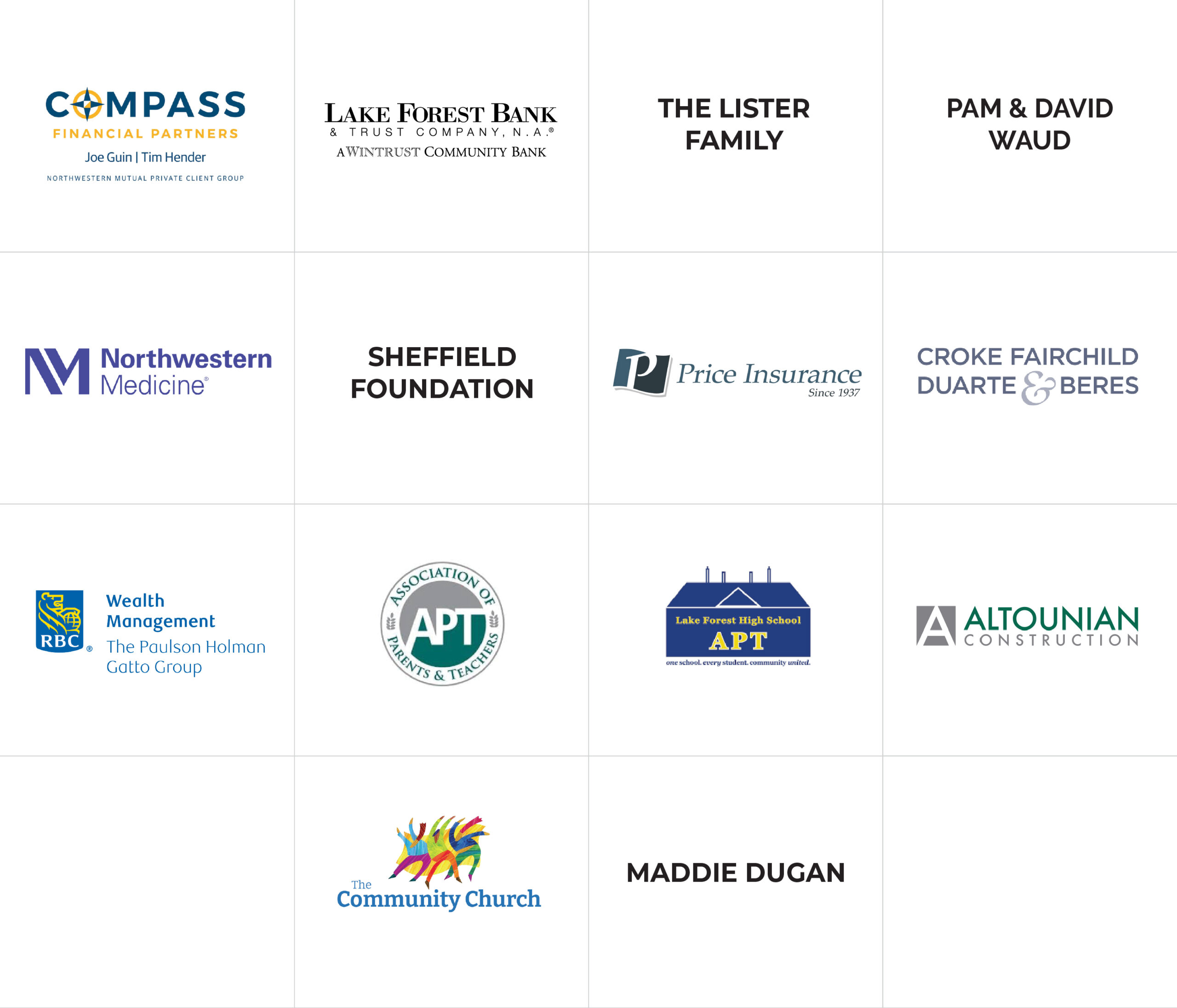 Logos of 2025 Gorton Center Sponsors