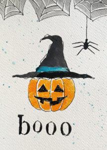 kids art boo pumpkin