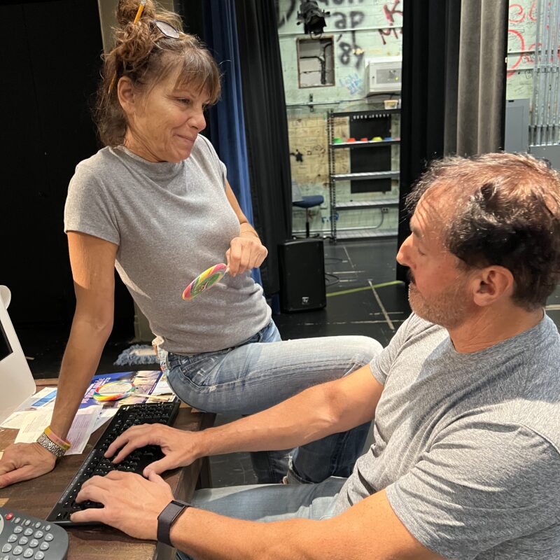 Two adults acting