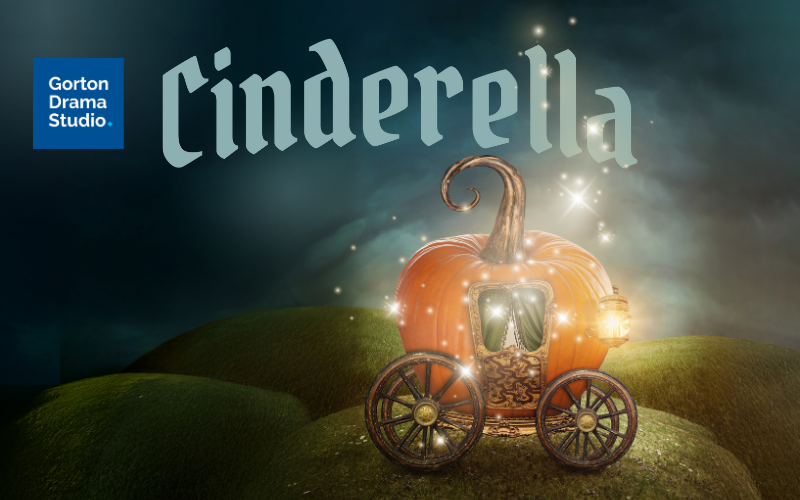 A logo for the 2026 GDS Musical Theater Camp. It's a Cinderella poster with Pumpkin Wagon
