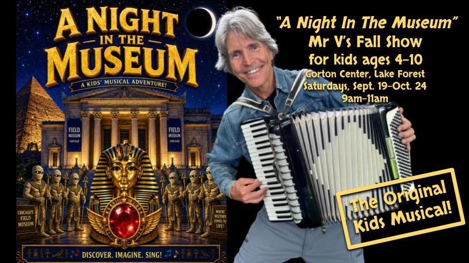 Mr. V in front of A Night In The Museum 2026 poster